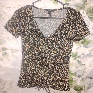 5For$12 Forever 21 Animal Print Rouched Shirt